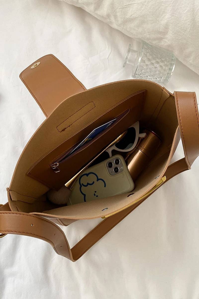 ,,..SI-26448 Crossbody Shoulder Bucket Messenger Bag: CAMEL-169253 / OS