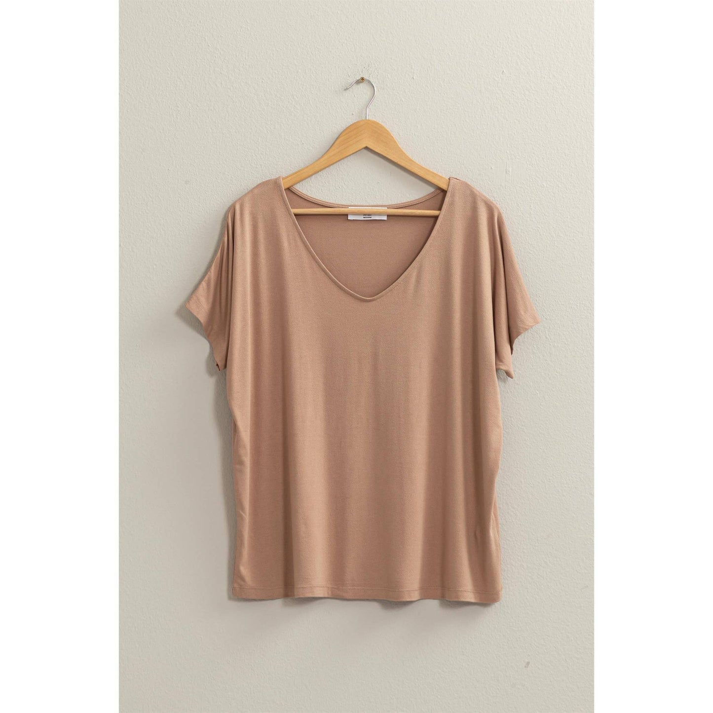V NECK DOLMAN SHORT SLEEVE TOP: L / MINT