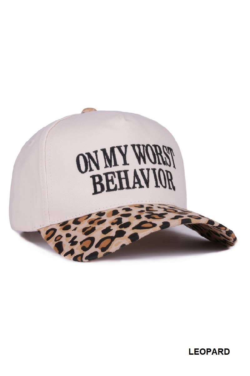 On My Worst Behavior Two Tone Canvas Cotton Cap