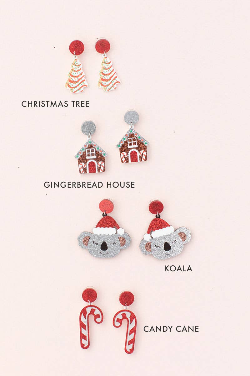 Holiday Christmas Earrings: Gingerbread House