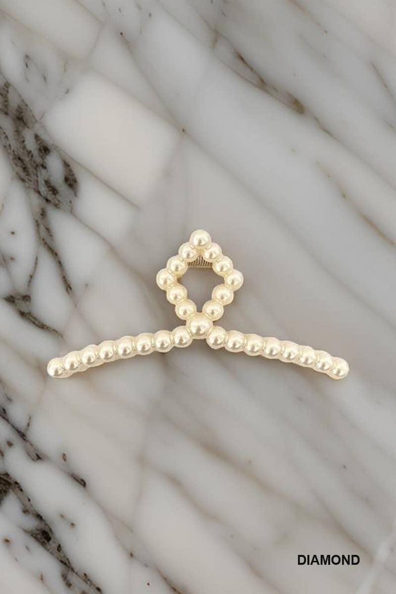 , SI-26361 Large Faux Pearl Decor Hair Claw Clips: FLOWER-168763 / OS