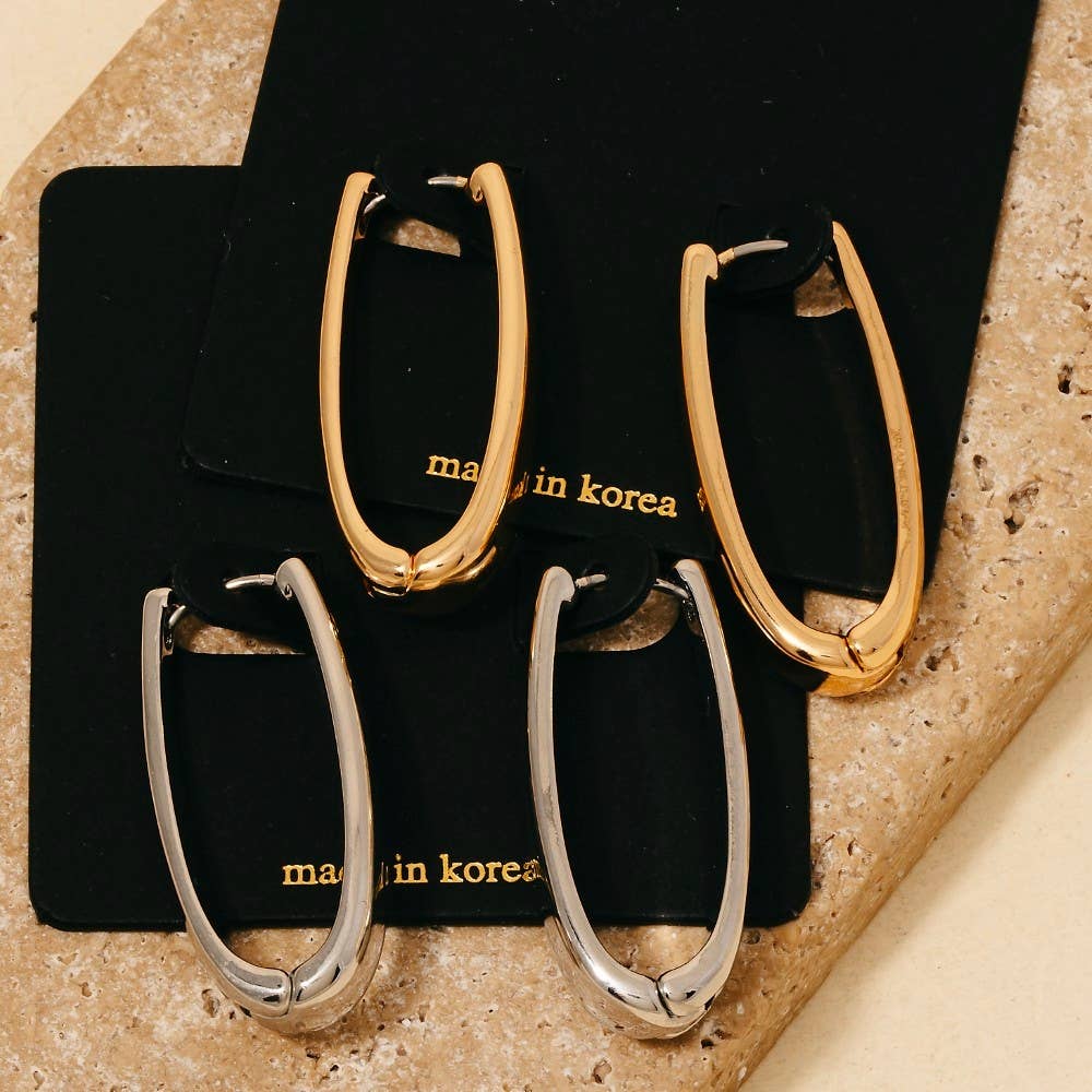 Oval Hinge Hoop Earrings