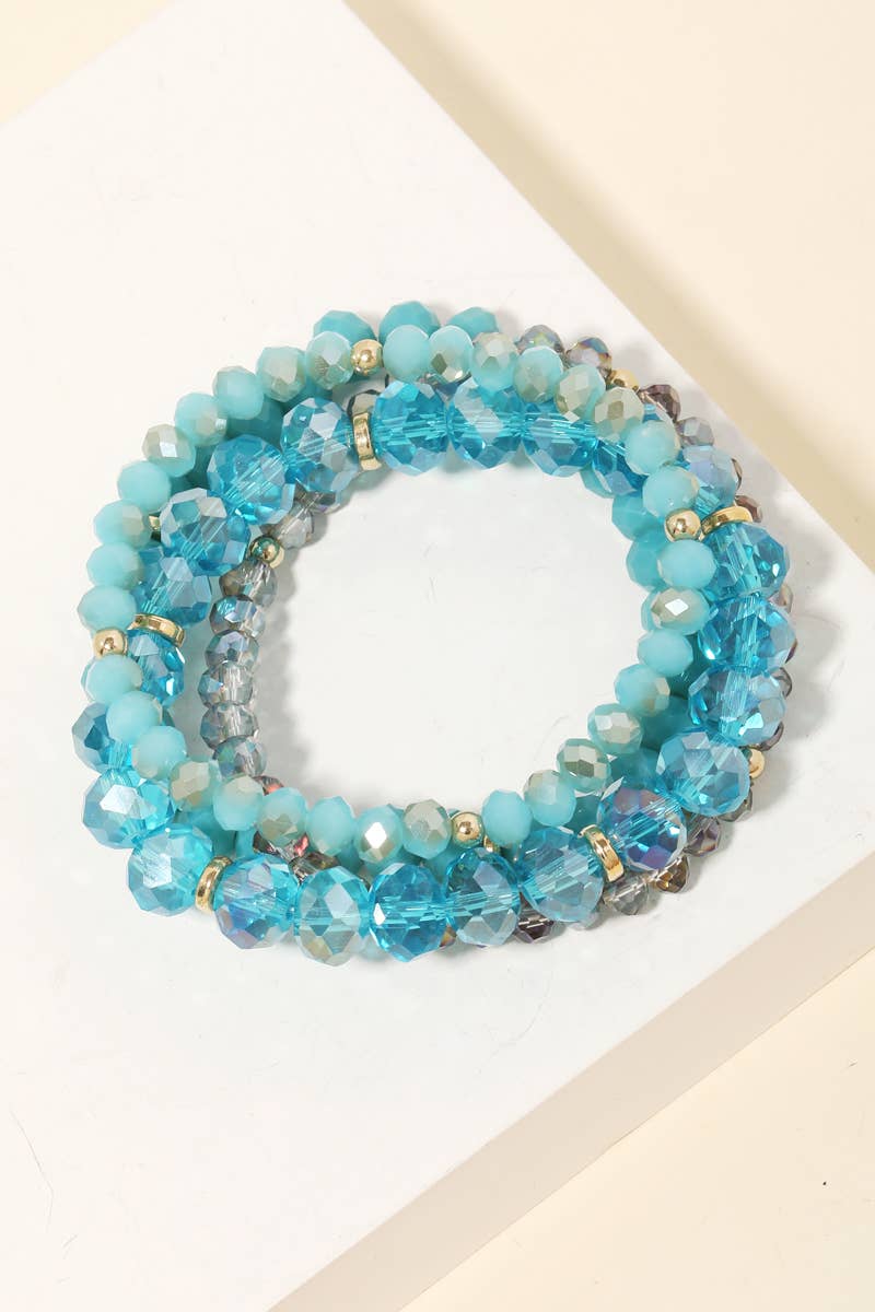 Assorted Glass Bead Stackable Bracelet Set: WGPE