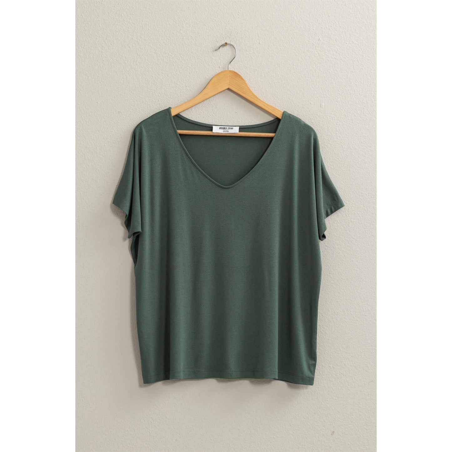 V NECK DOLMAN SHORT SLEEVE TOP: L / MINT