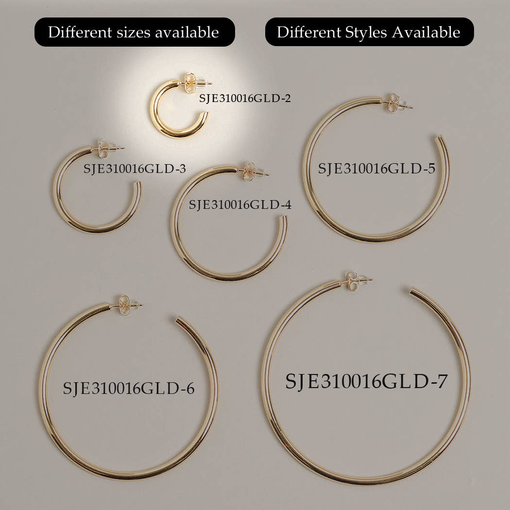 14K Gold Dipped Post Hoop Earrings