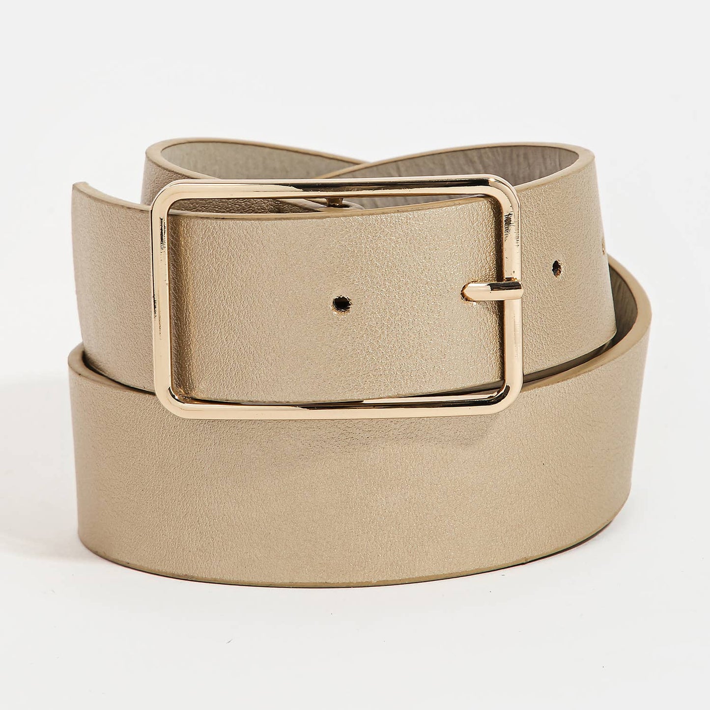 Faux Leather Rectangle Cutout Buckle Belt