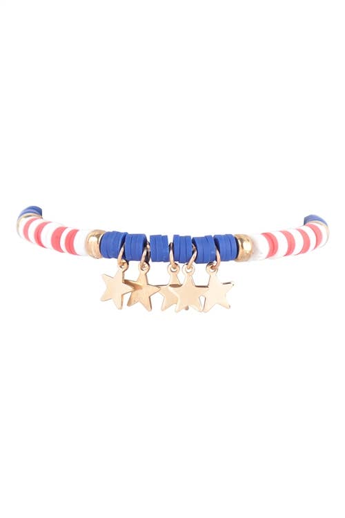 84045 - USA FLAG STAR FIMO STRETCH BRACELET