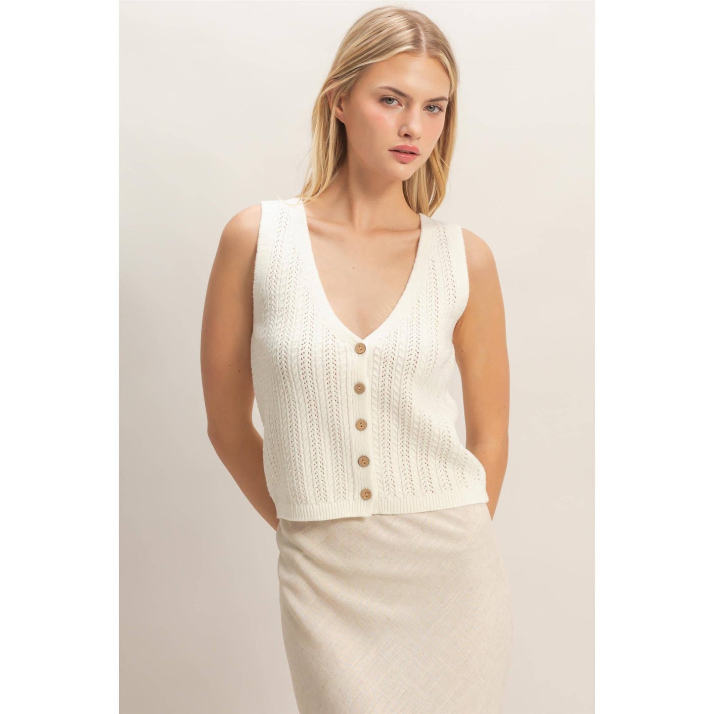 V-Neck Knit Tank Top
