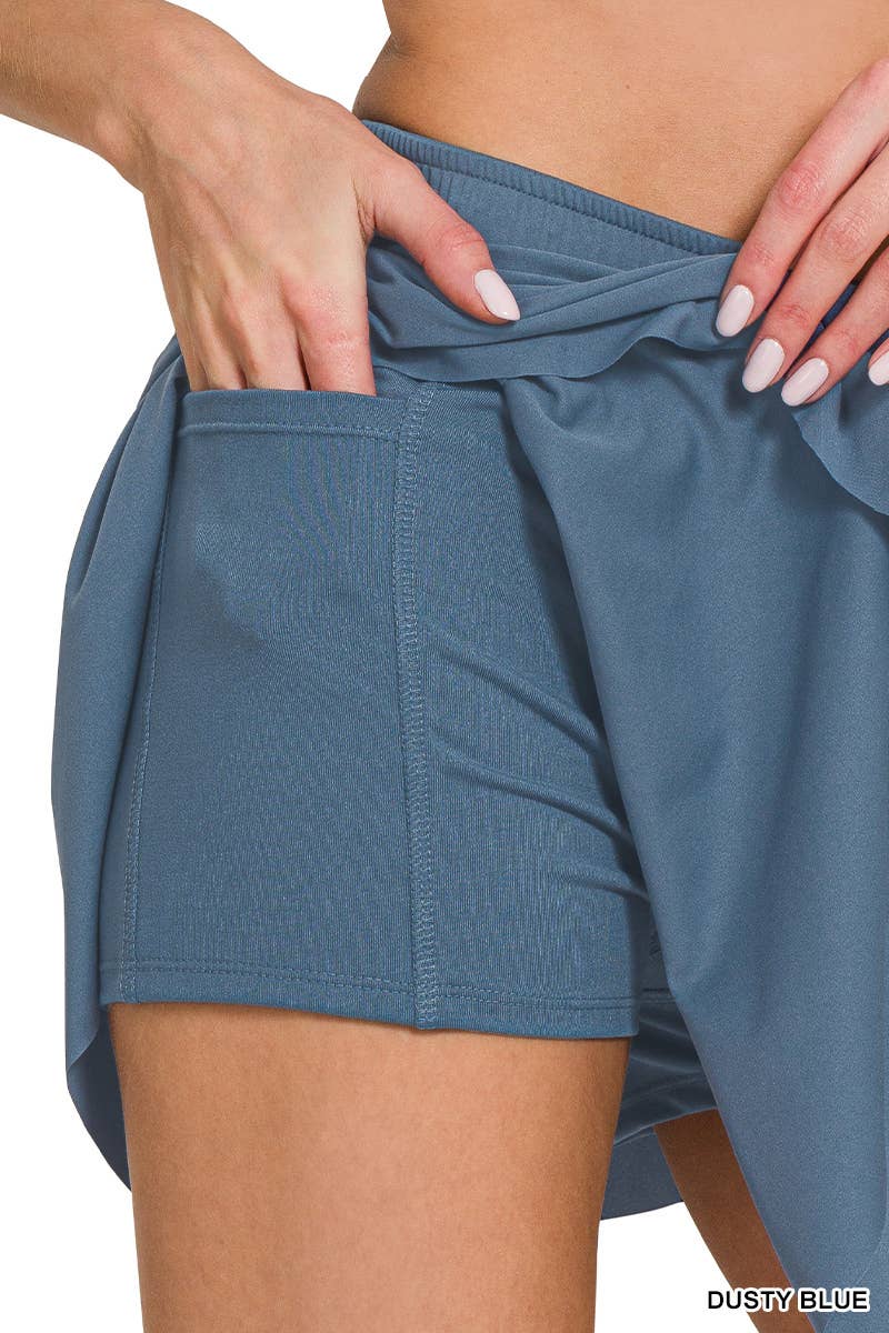 ,,....SI-25105 Tennis Skort With Hidden Inner Pockets: BLACK-158315 / S