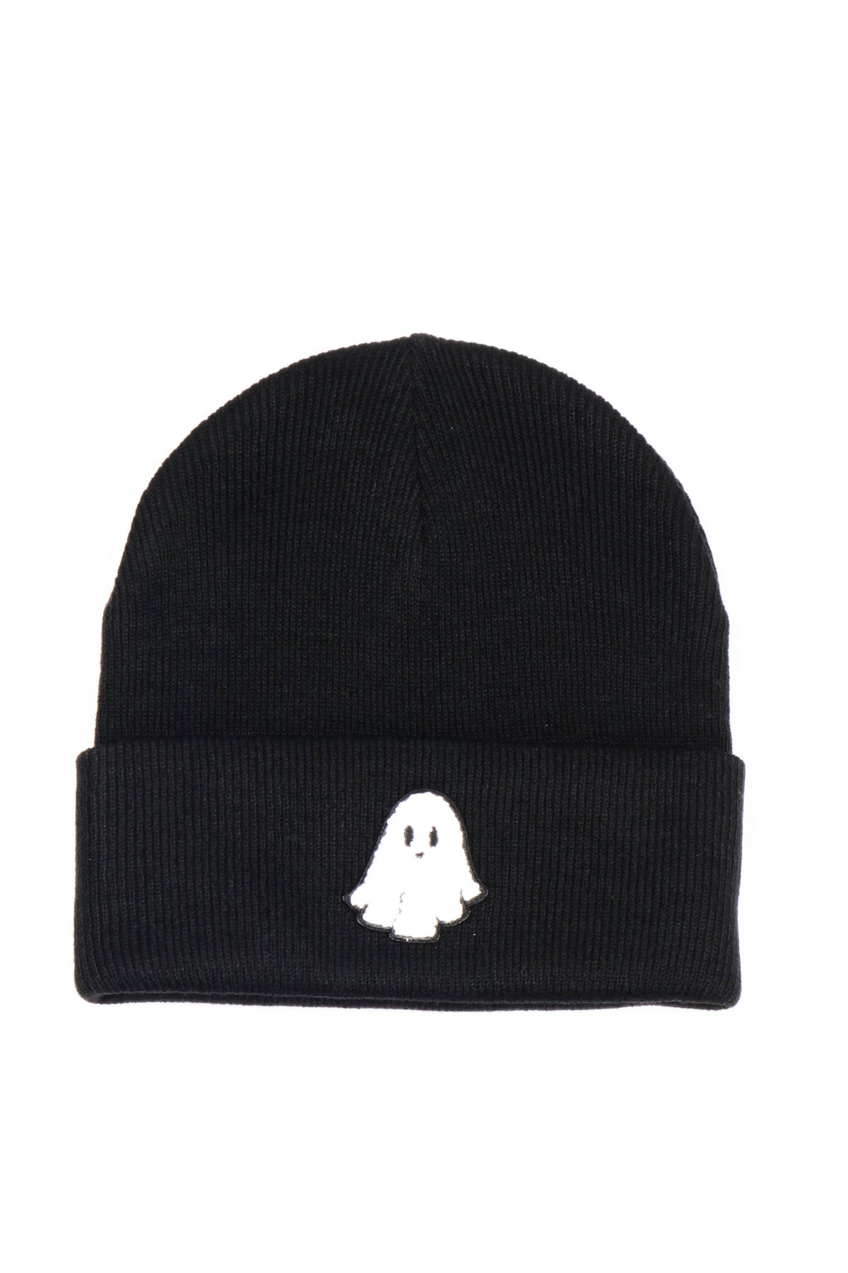 Halloween Knit Beanie with GHOST Chenille Patch