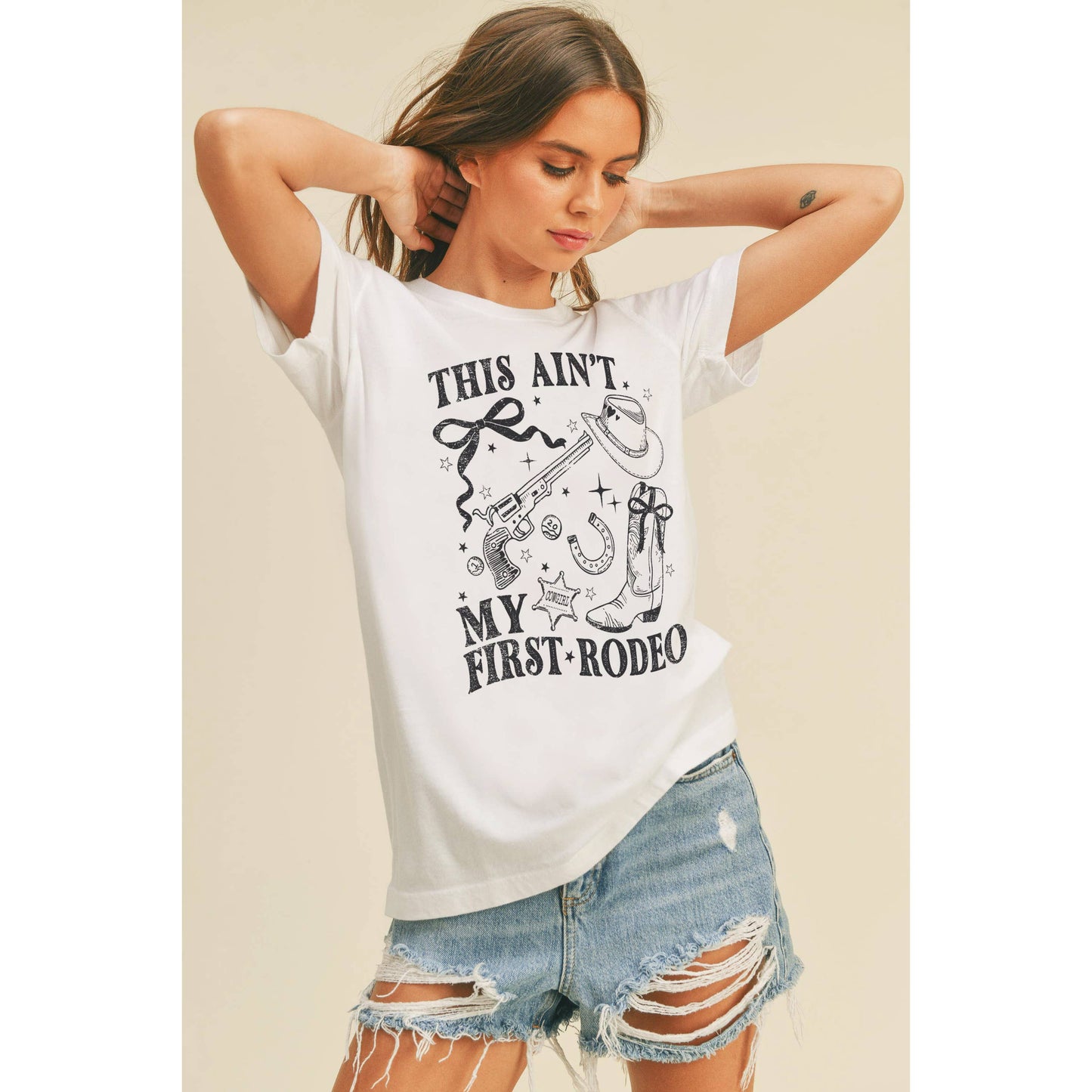 This Ain’t My First Rodeo Graphic Tee: VINTAGE WHITE / L