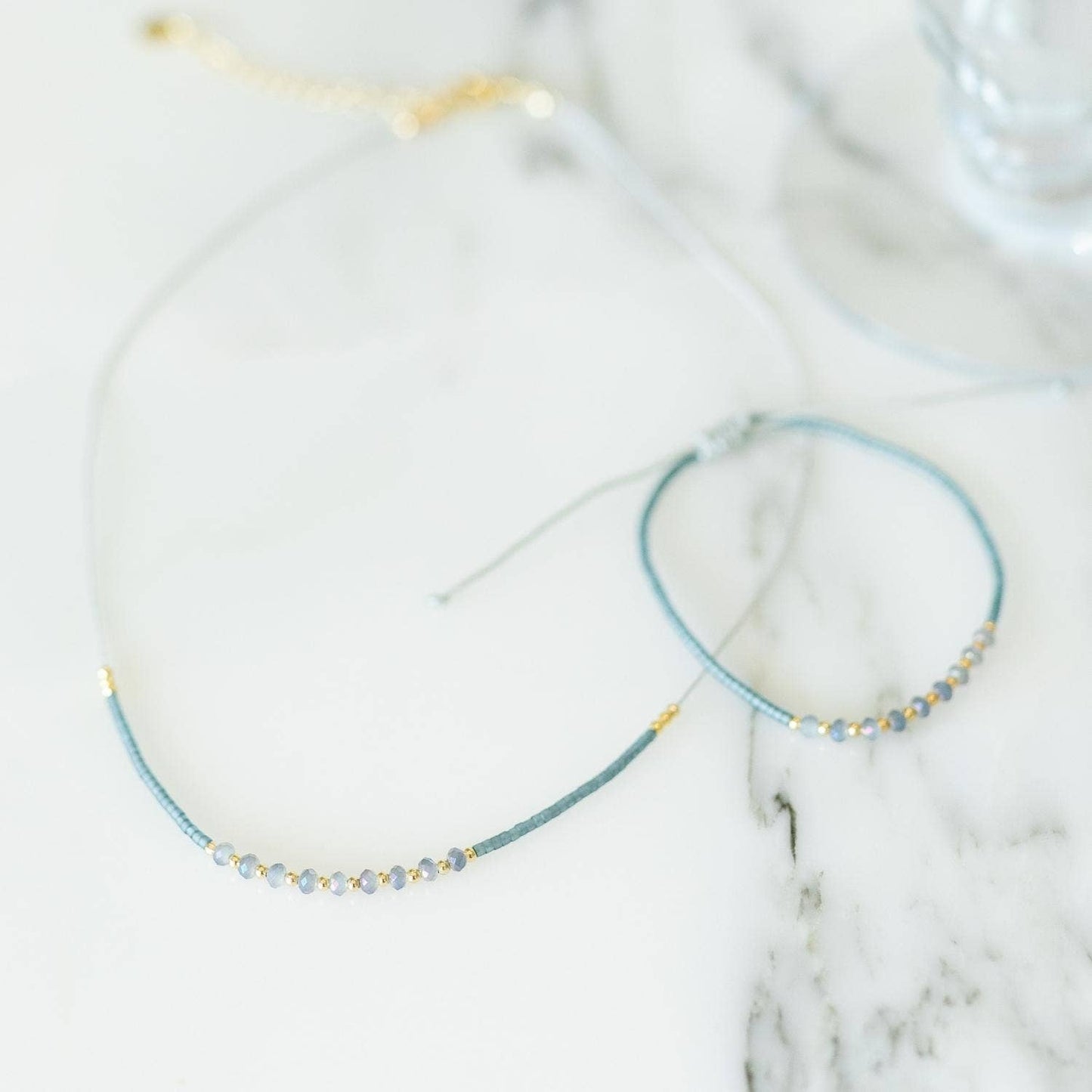 Set/12 Adjustable Glitz Accented Miyuki Bracelets, SALE: Teal/Bronze/Navy