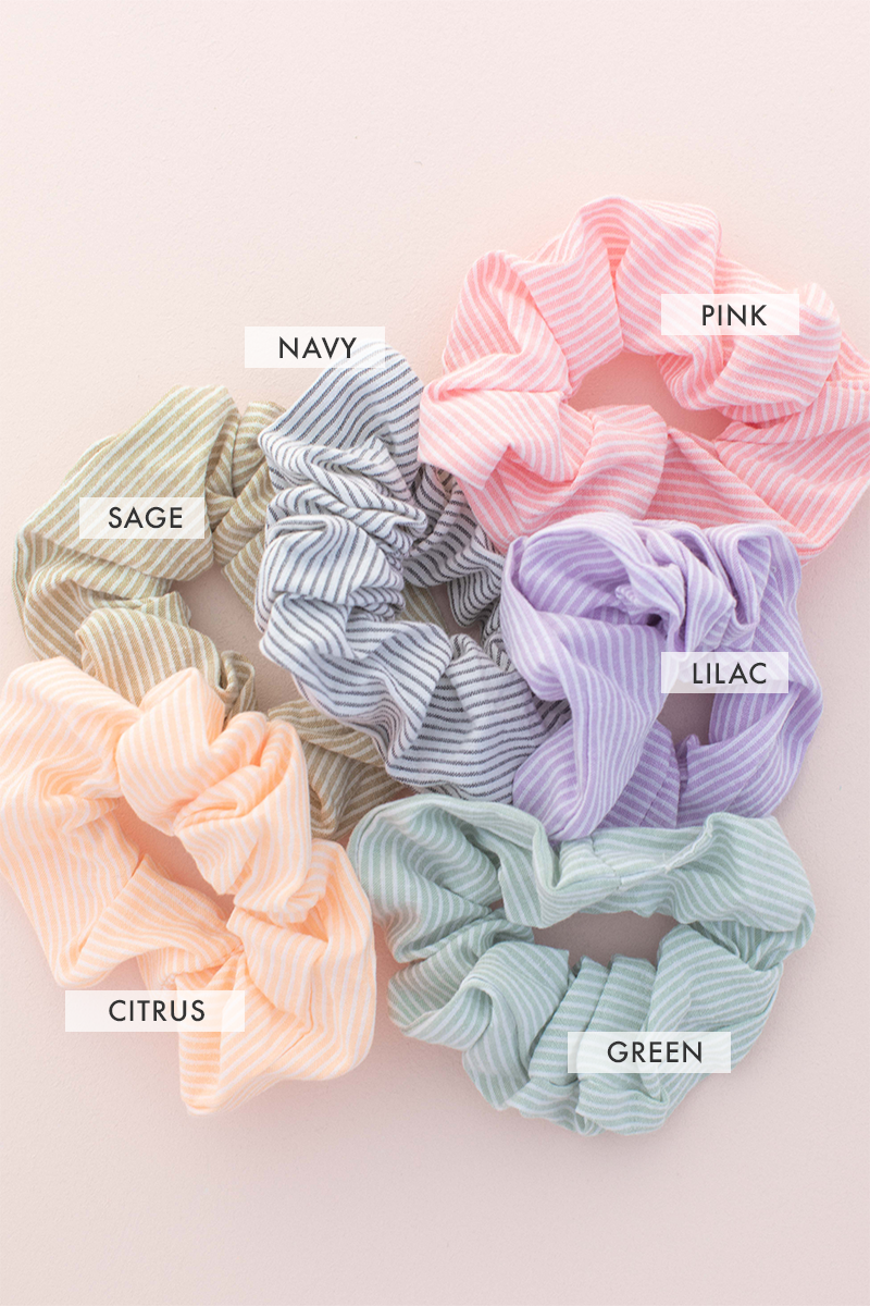 Cotton Stripe Scrunchie: Citrus