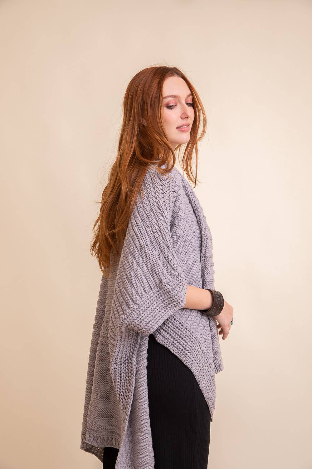 Ridged Rib Knit Ruana ❤️: Oatmeal