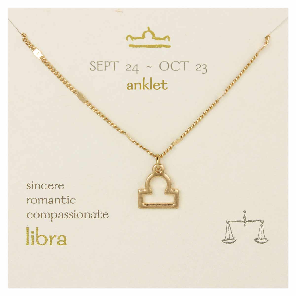 Gold Chain Libra Charm Anklet
