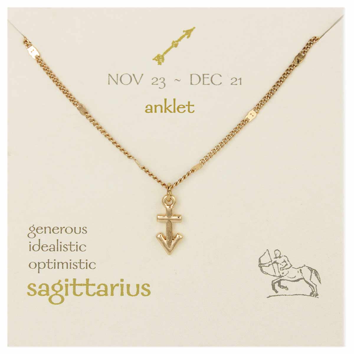 Gold Chain Sagittarius Charm Anklet