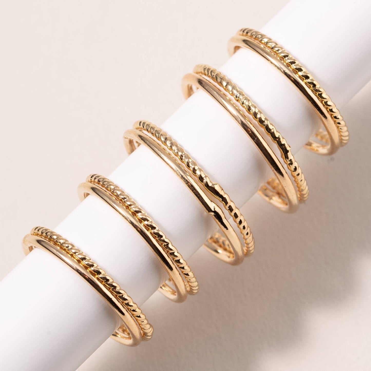 Set of 5 Thin Metal Duo Rings
