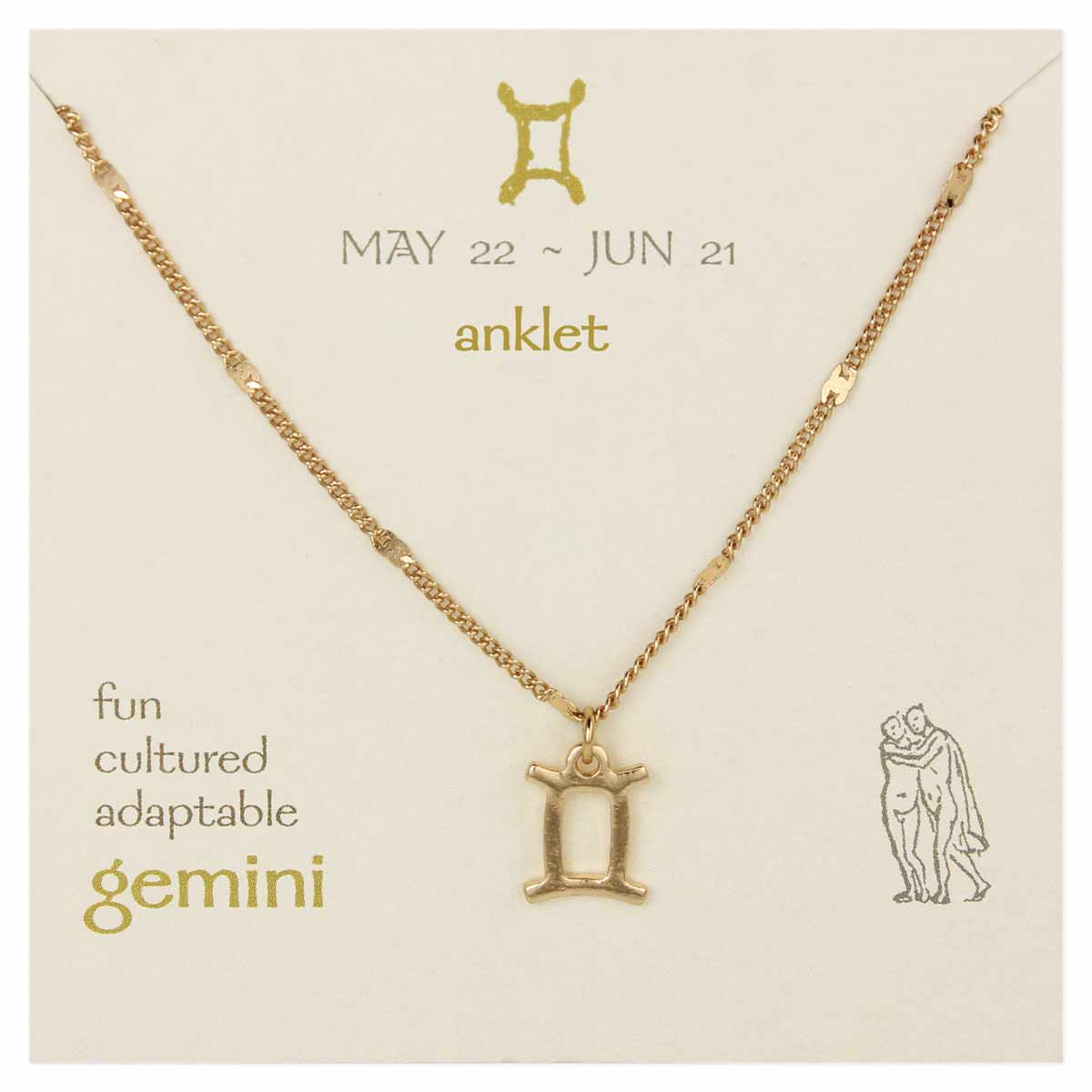 Gold Chain Gemini Charm Anklet