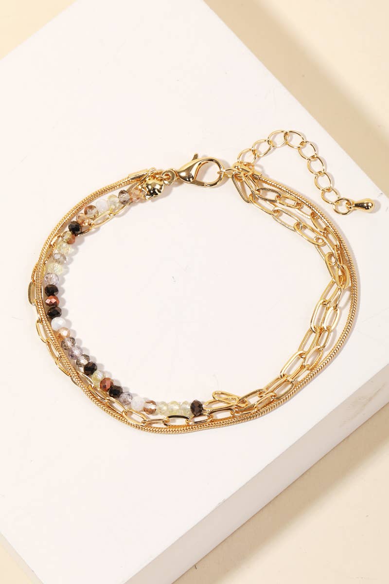 Bead And Chains Layered Bracelet