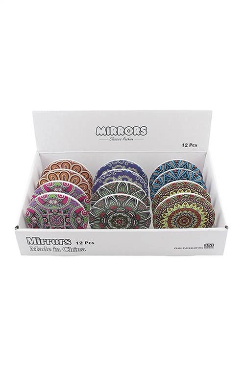 Z-80446 - MANDALA PRINT CIRCLE COMPACT MIRROR SET