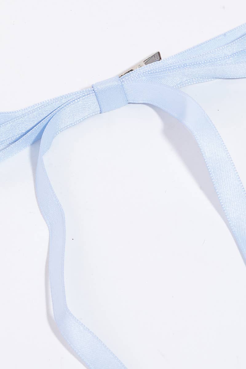 4Pc Long Thin Satin Ribbon Bow Hair Clips: MULTI