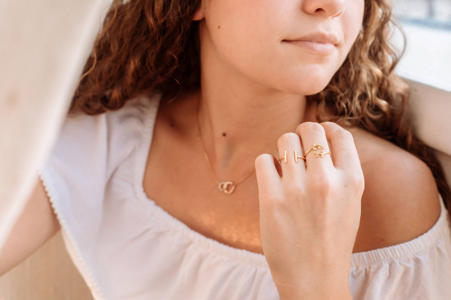 Simple Double Bar Adjustable Ring: Gold