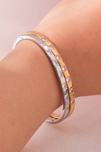 18K STAINLESS STEEL TARNISH FREE RHINESTONE BANGLE