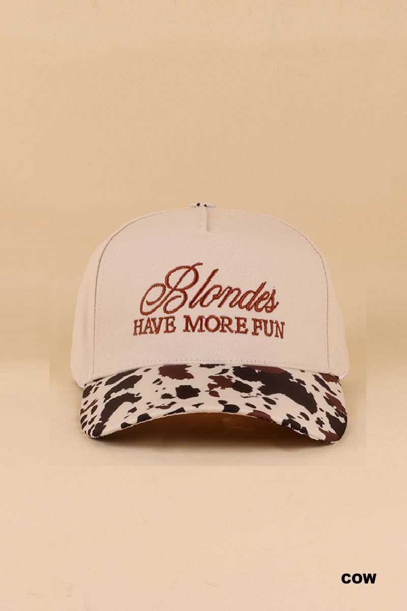Blondes Have More Fun Two Tone Canvas Cotton Cap