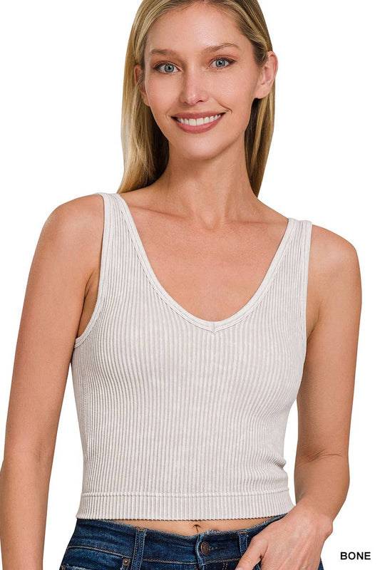 Rib Crop Tank with Built-in Bra