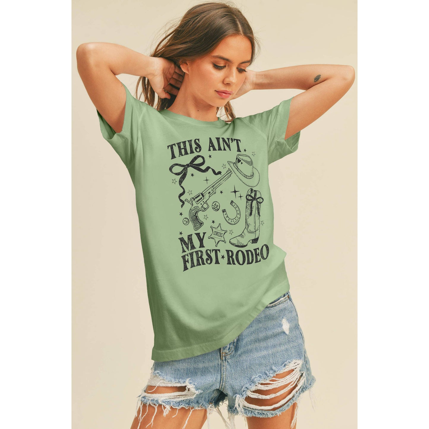 This Ain’t My First Rodeo Graphic Tee: VINTAGE WHITE / S