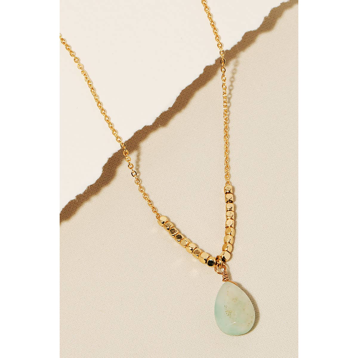Stone Tear Pendant Chain Necklace: GDMINT