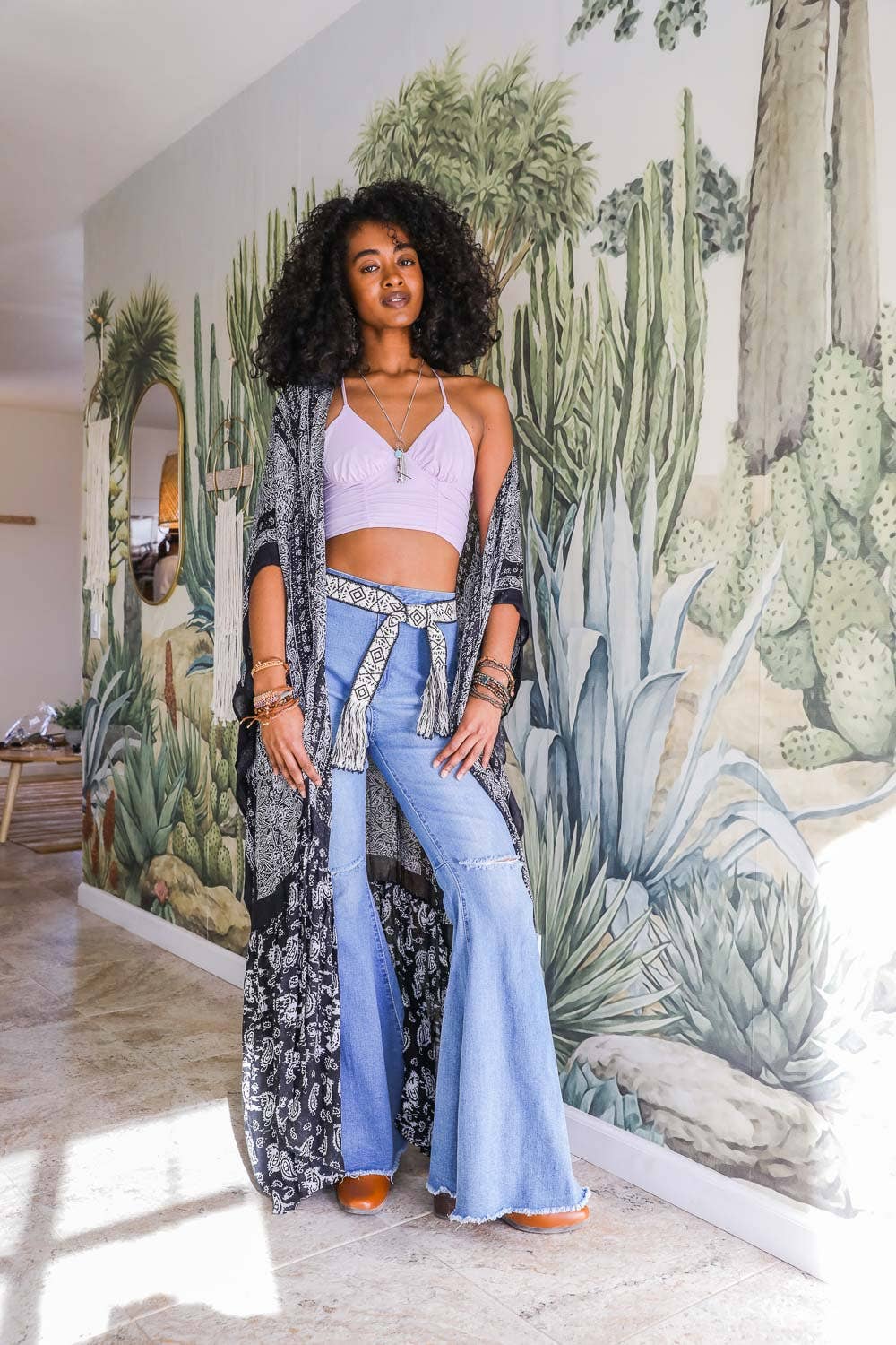 Paisley Perfection Free Flow Kimono 🦋 - Boho: Black