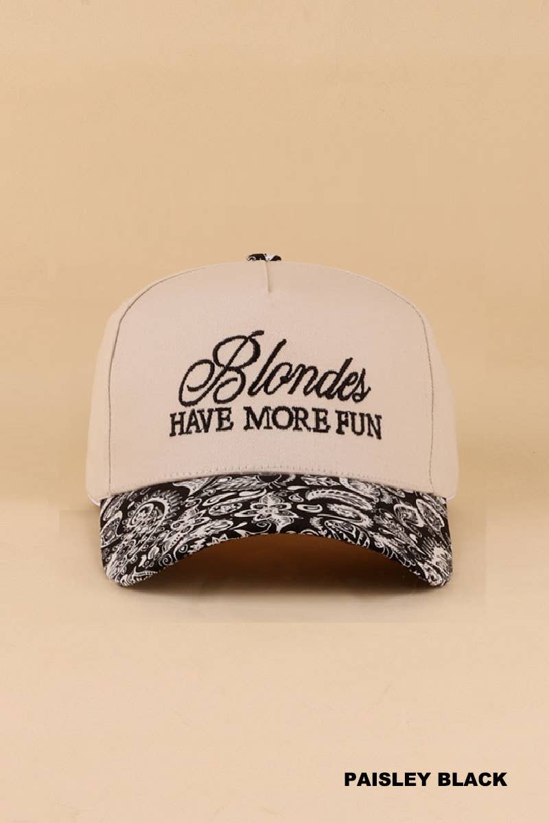 Blondes Have More Fun Two Tone Canvas Cotton Cap