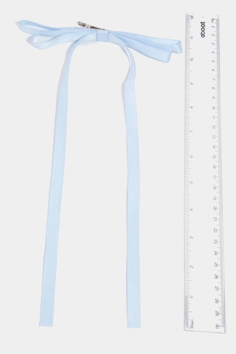 4Pc Long Thin Satin Ribbon Bow Hair Clips: MULTI