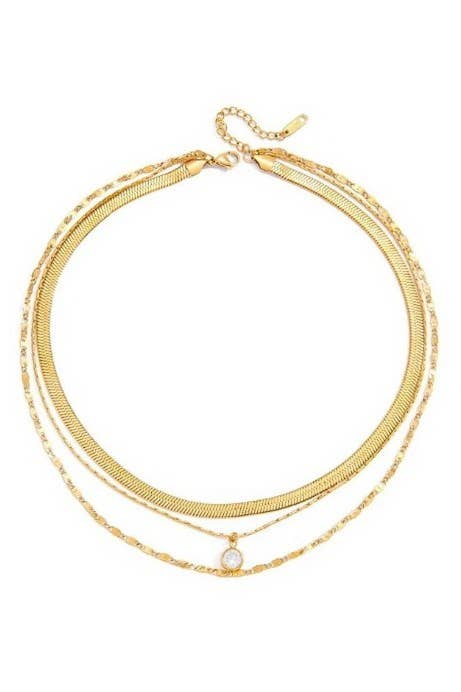 18K STAINLESS STEEL TARNISH FREE LAYERED NECKLACE