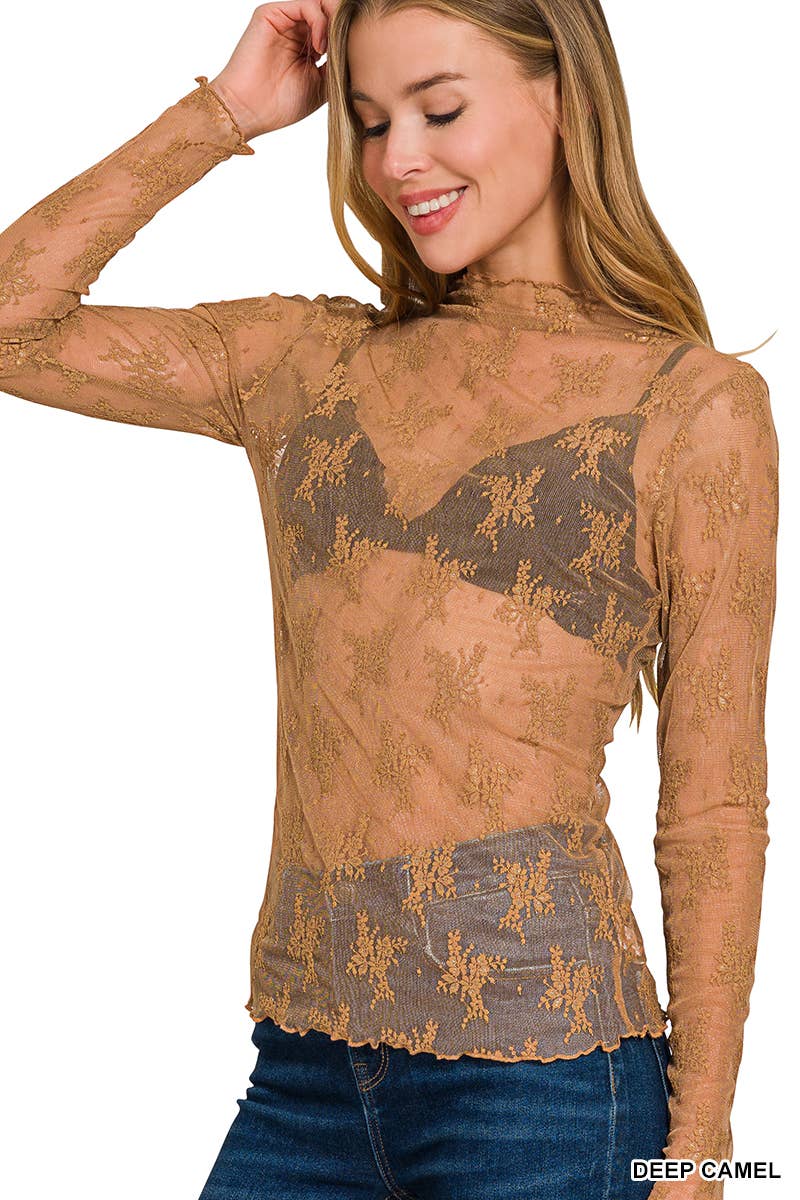 `.Lace See Through Layering Top As shown