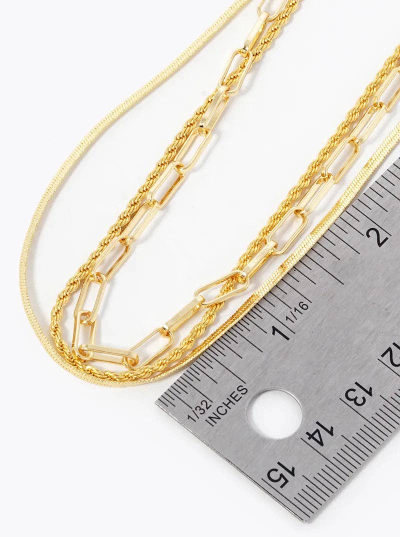 18K Gold Dipped Multi Chain Layered Necklace