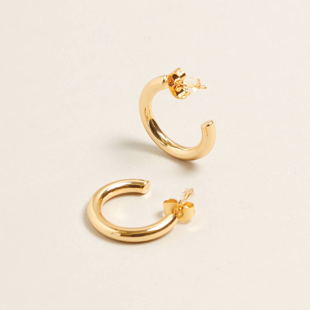 14K Gold Dipped Post Hoop Earrings