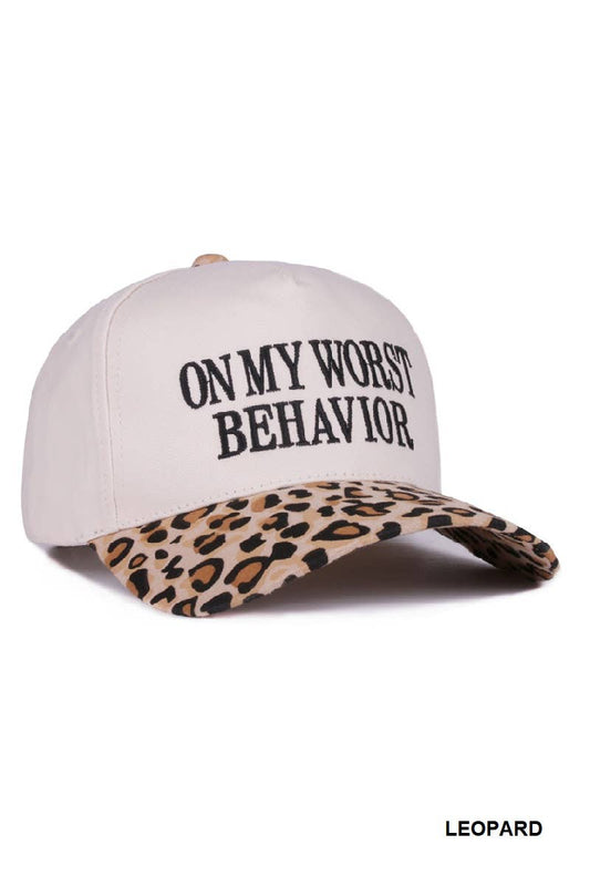 On My Worst Behavior Two Tone Canvas Cotton Cap