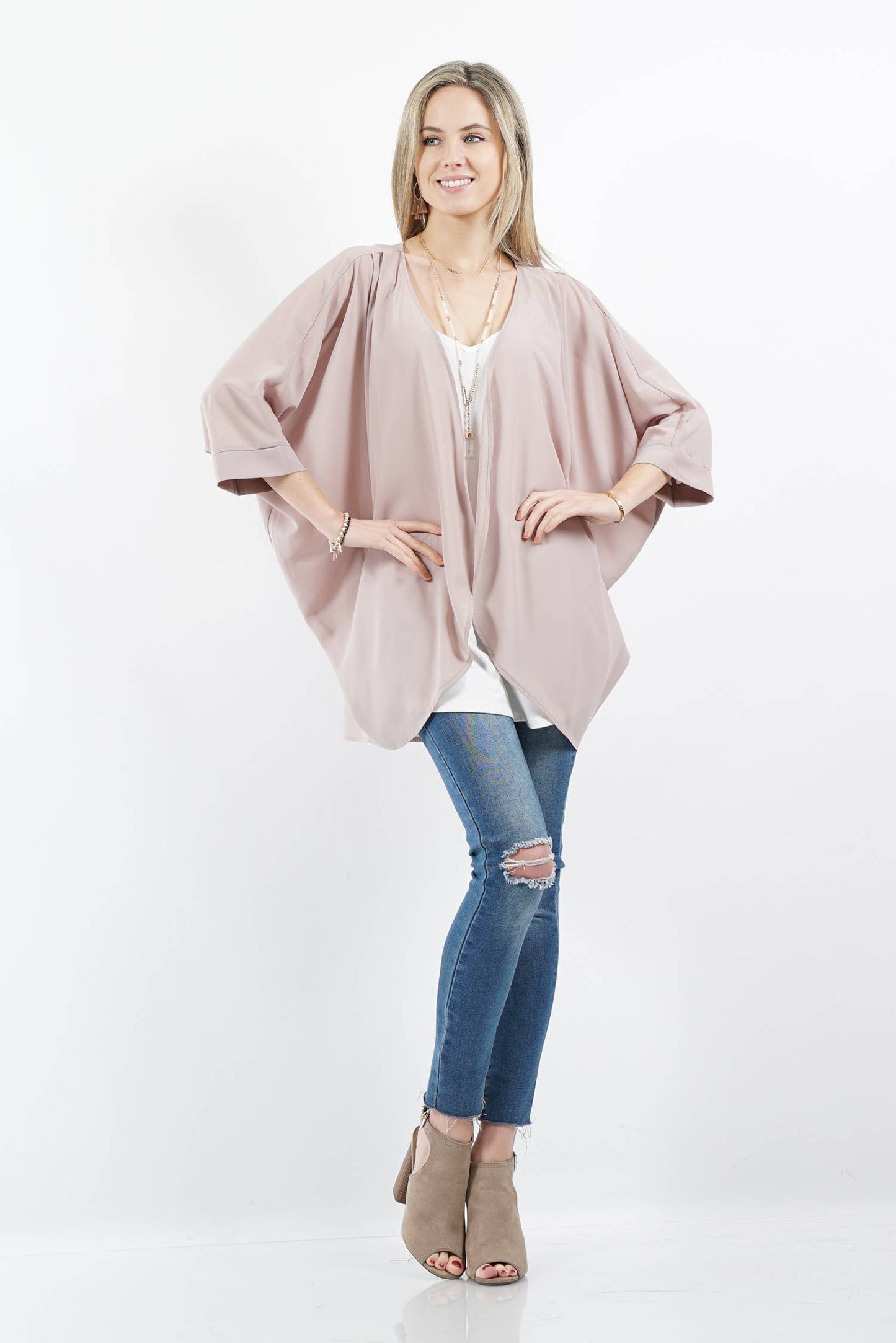 Chiffon Cardigan: S / DUSTYBLUSH-93182