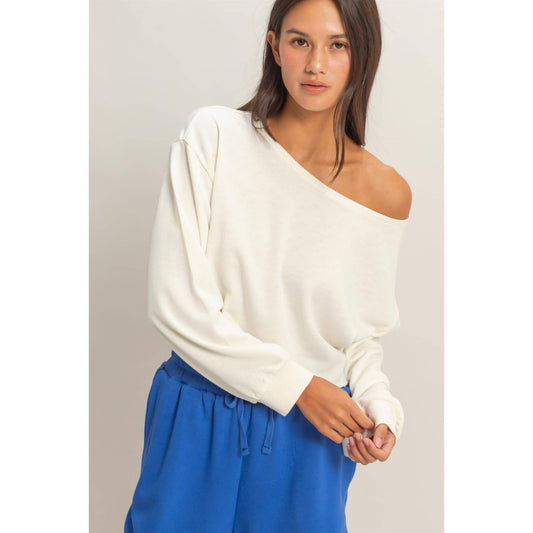 Casually Cute Boat Neck Long Sleeve Top