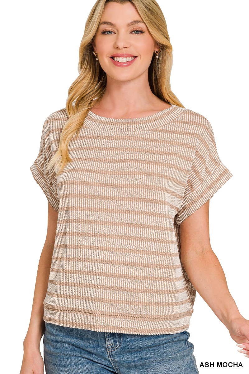 Raised Rib Striped Top
