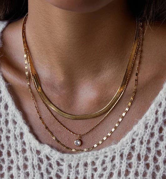 18K STAINLESS STEEL TARNISH FREE LAYERED NECKLACE