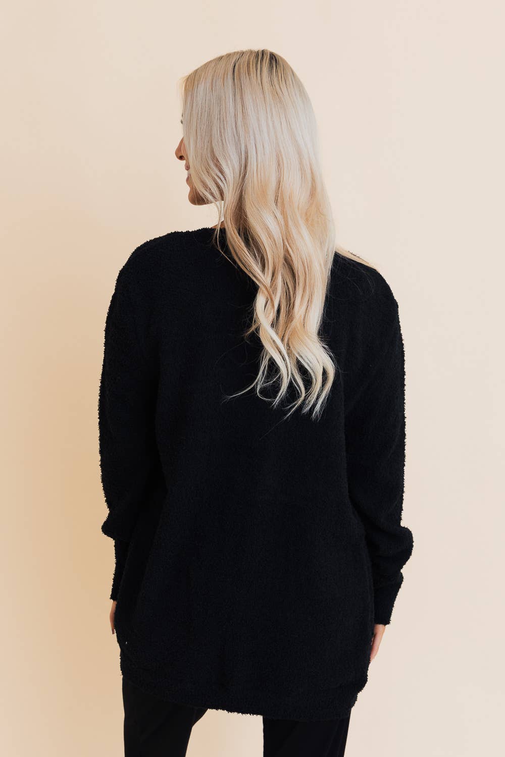 Cozy Boucle Longline Cardigan w Pockets: Oatmeal