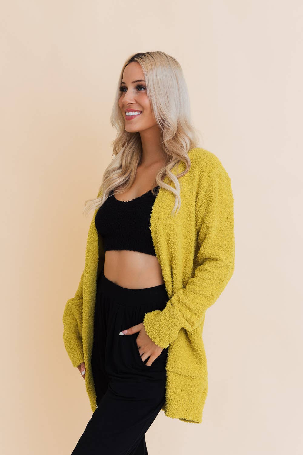 Cozy Boucle Longline Cardigan w Pockets: Oatmeal