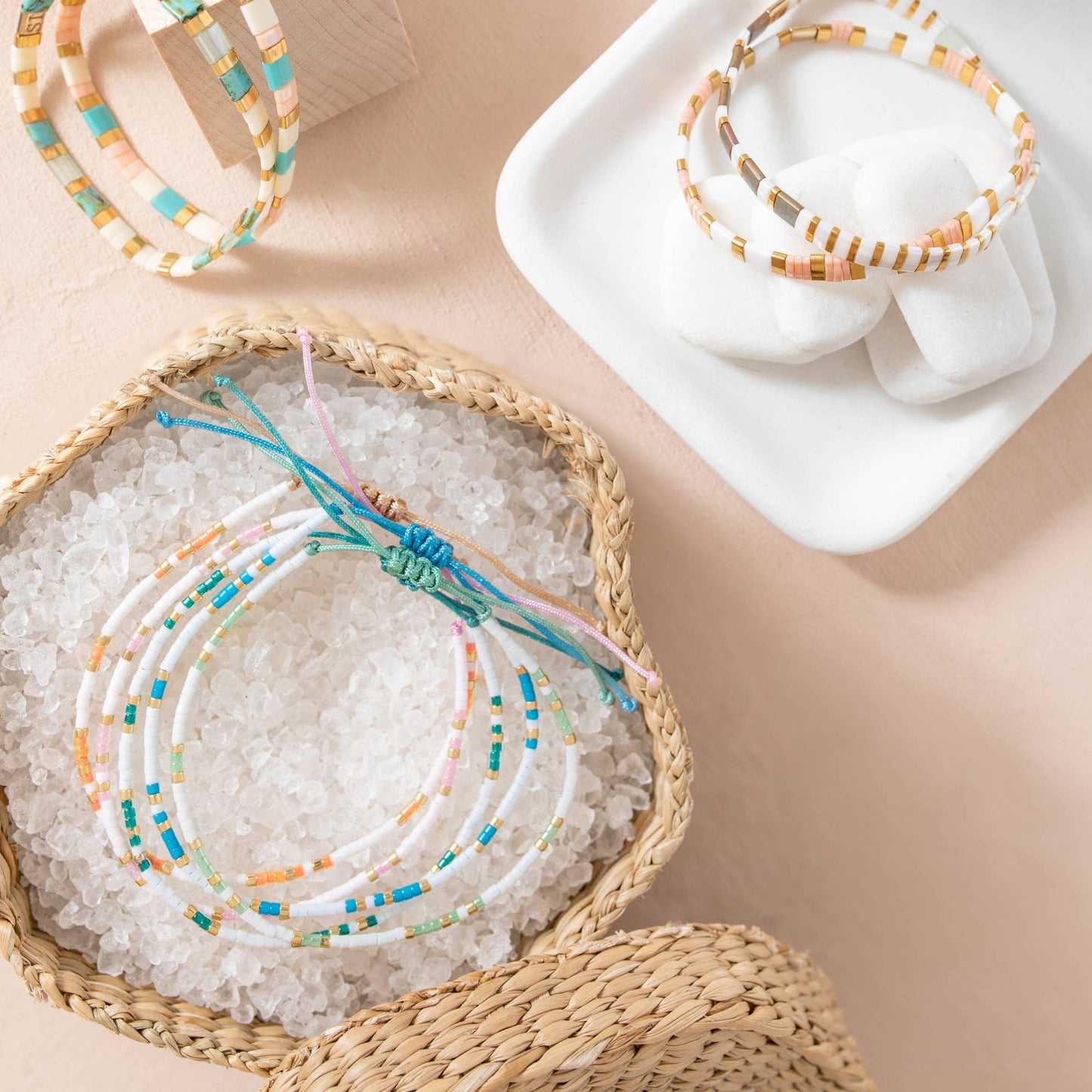 S/12 Miyuki Delica Adjustable Bracelets: Warm Gold