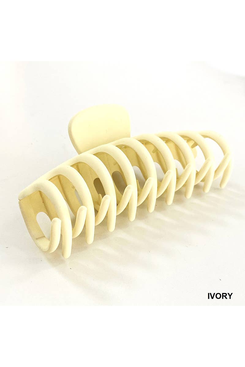 ,.._ SI-25753 LARGE MATTE FINISH FASHION HAIR CLAW CLIPS: IVORY-164119 / OS