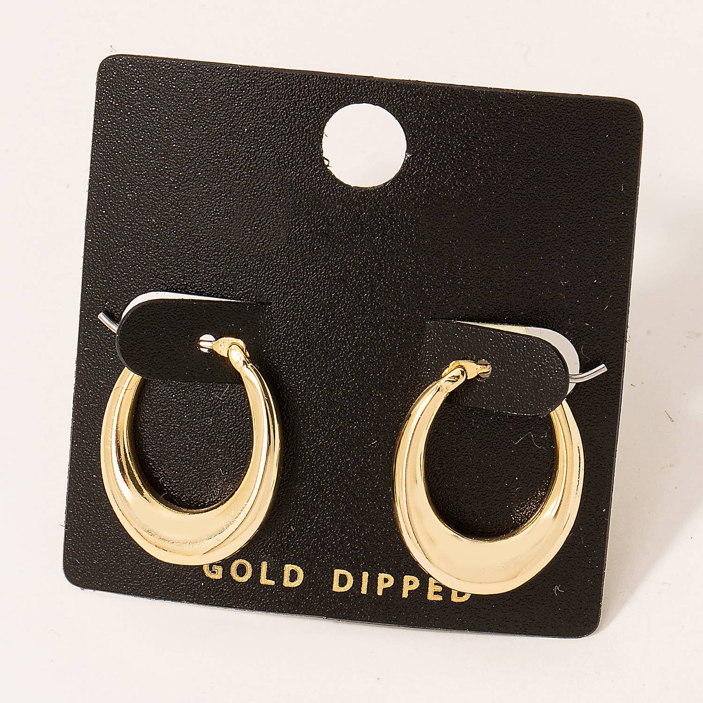Gold Dipped Mini Oval Pincatch Hoop Earrings: G