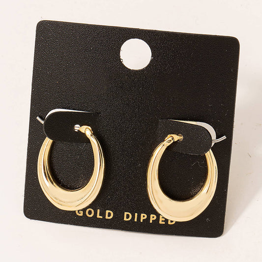 Gold Dipped Mini Oval Pincatch Hoop Earrings: G