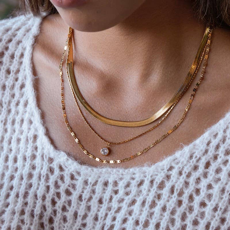 18K STAINLESS STEEL TARNISH FREE LAYERED NECKLACE